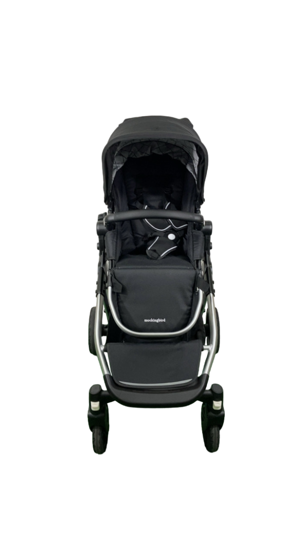 Mockingbird Single to Double 2.0 Stroller, 2024, Black, Silver With Black Leather, Windowpane Cheap - Image 5