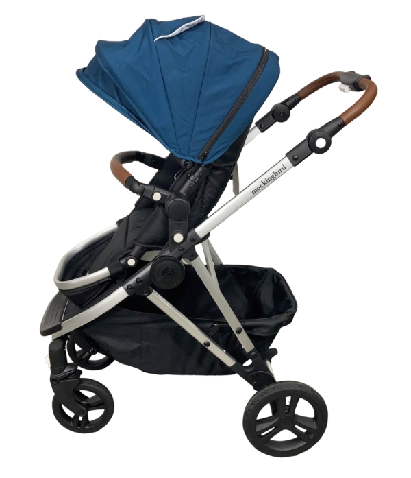 Mockingbird Single 2.0 Stroller, Silver with Penny Leather, Windowpane, Sea, 2024 Online Sale - Image 3
