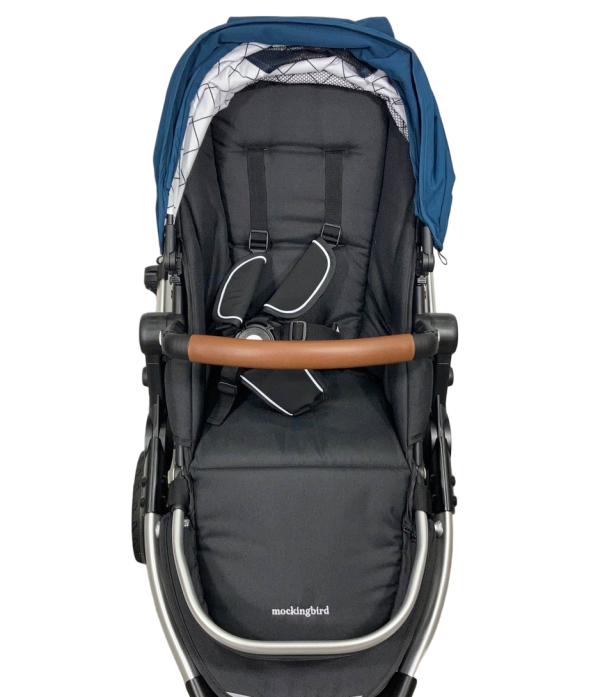 Mockingbird Single 2.0 Stroller, Silver with Penny Leather, Windowpane, Sea, 2024 Online Sale - Image 5