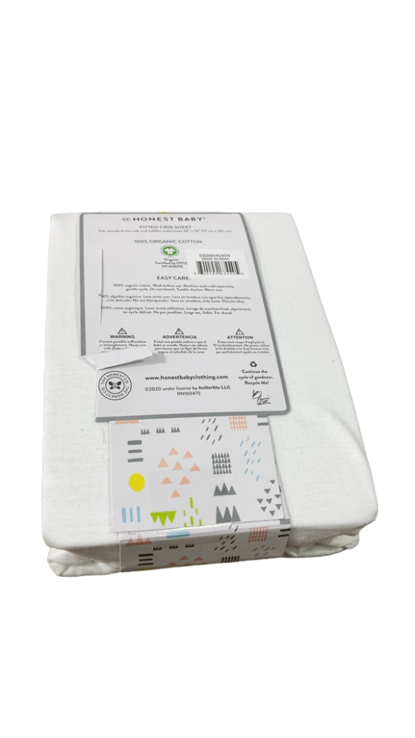 Honest Company Organic Fitted Crib Sheet, Bright White Online Sale - Image 2