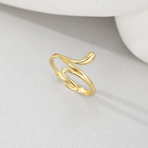 Buddha Stones 925 Sterling Silver Golden Snake Year Of The Snake Calm Balance Adjustable Ring Sale - Image 4