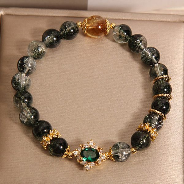 Buddha Stones Green Phantom Green Crystal Confidence Bracelet For Sale - Image 3