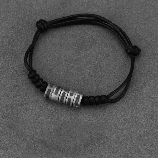 Buddha Stones 999 Sterling Silver Morse Code Wax Rope Blessing Bracelet For Sale - Image 3