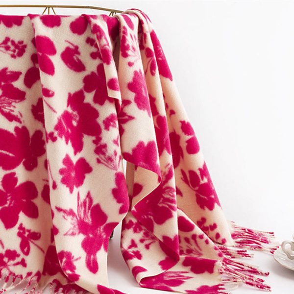 Buddha Stones Tibetan Rose Flower Branches Print Tassels Shawl Fall Winter Soft Warm Scarf Wrap For Discount - Image 5