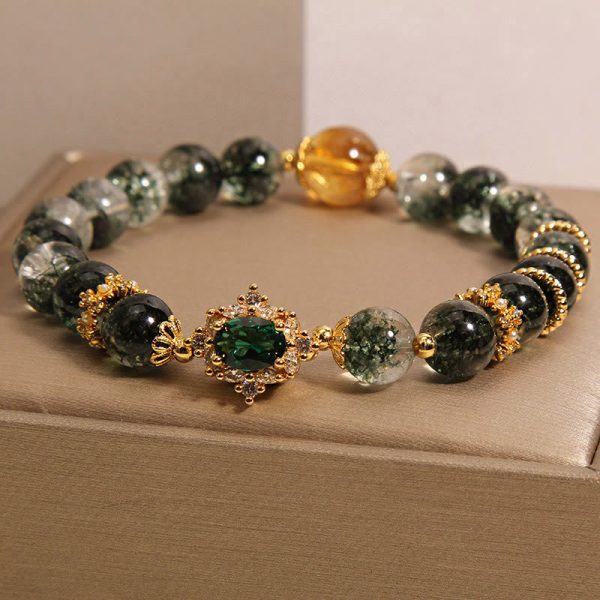 Buddha Stones Green Phantom Green Crystal Confidence Bracelet For Sale - Image 2