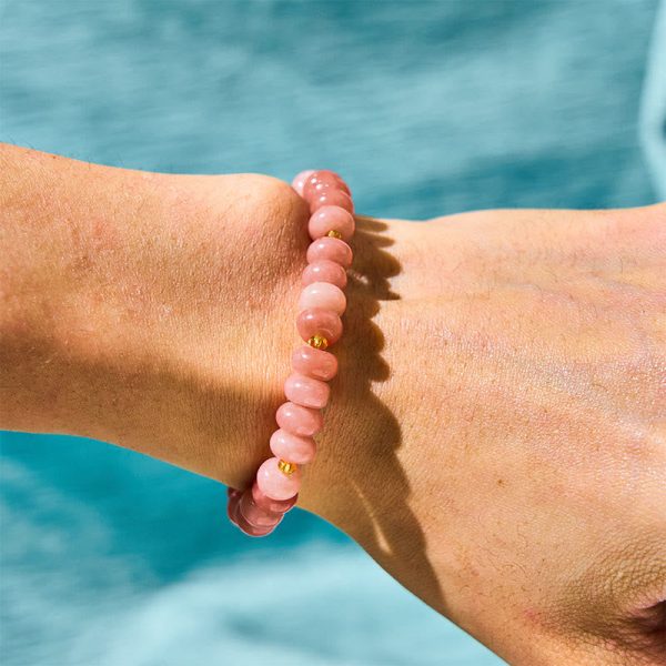 Buddha Stones Strawberry Quartz Cyan Jade Lucky Cat Beads Healing Bracelet Online - Image 3