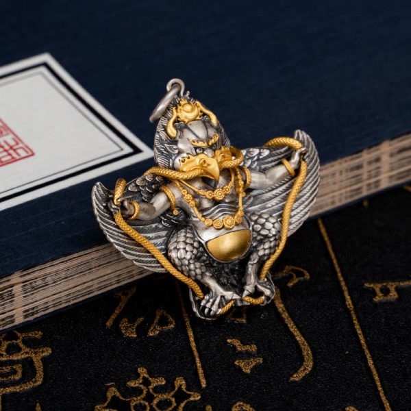 Buddha Stones 925 Sterling Silver Tibetan Garuda Bird Wisdom Necklace Pendant For Cheap - Image 4