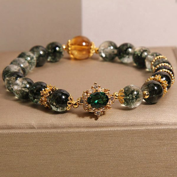 Buddha Stones Green Phantom Green Crystal Confidence Bracelet For Sale