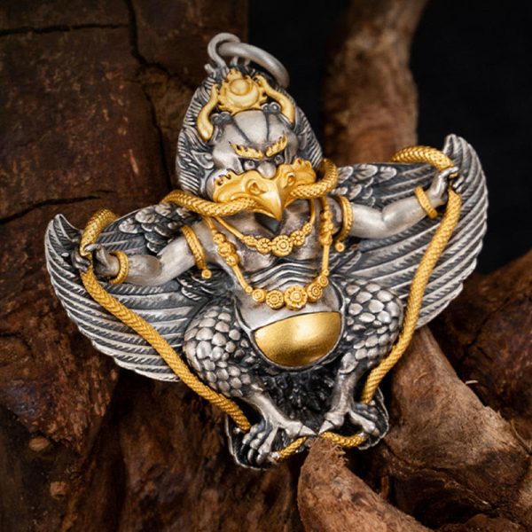 Buddha Stones 925 Sterling Silver Tibetan Garuda Bird Wisdom Necklace Pendant For Cheap