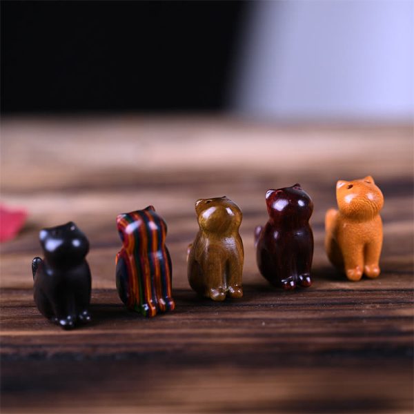Buddha Stones Small Leaf Red Sandalwood Ebony Wood Sandalwood Green Sandalwood Lucky Mini Cat Deer Sooth Phone Hanging Decoration Discount - Image 4
