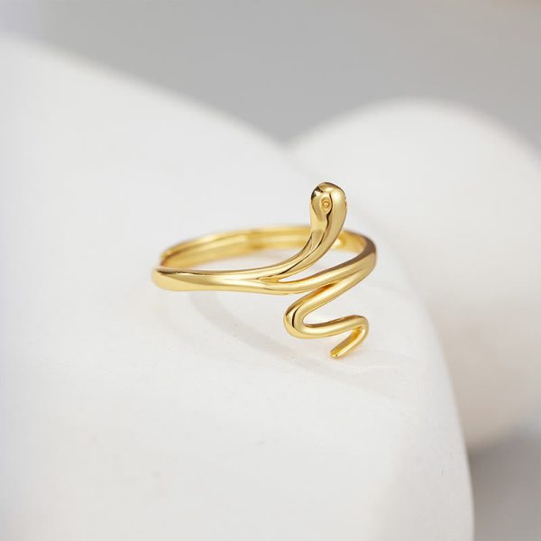 Buddha Stones 925 Sterling Silver Golden Snake Year Of The Snake Calm Balance Adjustable Ring Sale - Image 2