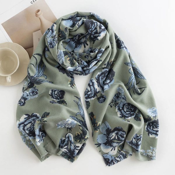 Buddha Stones Tibetan Shawl Garden Style Rose Flower Print Fall Winter Soft Warm Scarf Wrap Online Sale - Image 3