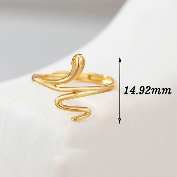 Buddha Stones 925 Sterling Silver Golden Snake Year Of The Snake Calm Balance Adjustable Ring Sale - Image 5