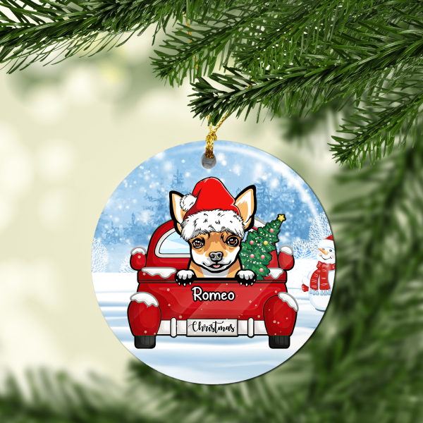 Christmas Dog Personalized Round Ornament, Personalized Gift for Dog Lovers, Dog Dad, Dog Mom - RO008PS01 on Sale