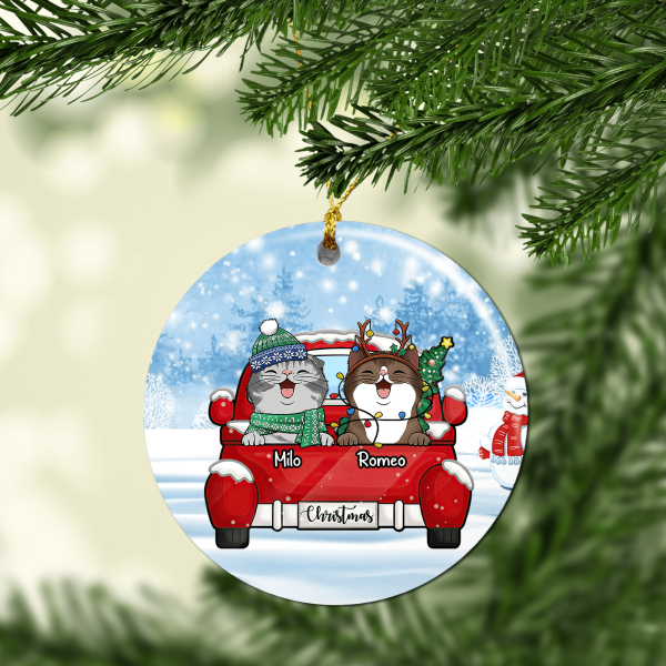 Christmas Cat Personalized Round Ornament, Personalized Gift for Cat Lovers, Cat Mom, Cat Dad - RO006PS01 Cheap - Image 3